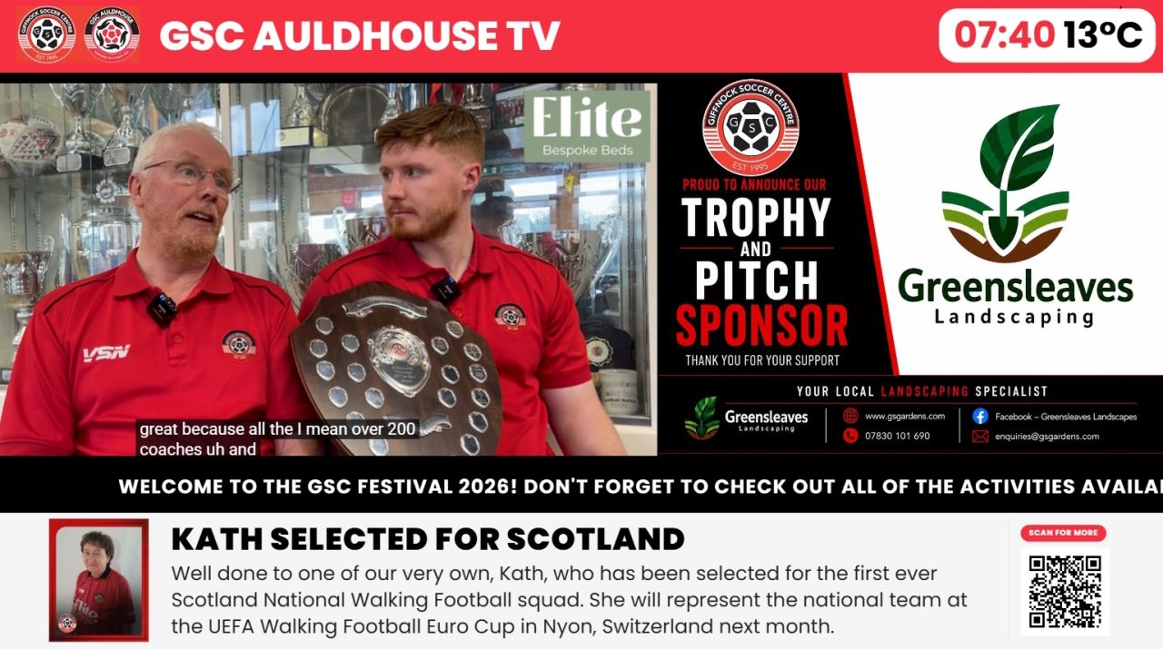 Clubscreens in action at Giffnock Soccer Centre
